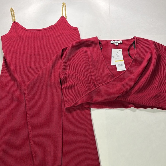 Sam Edelman Allie Cherries Jubilee long sleeved cropped sweater & midi dress med - Picture 7 of 16